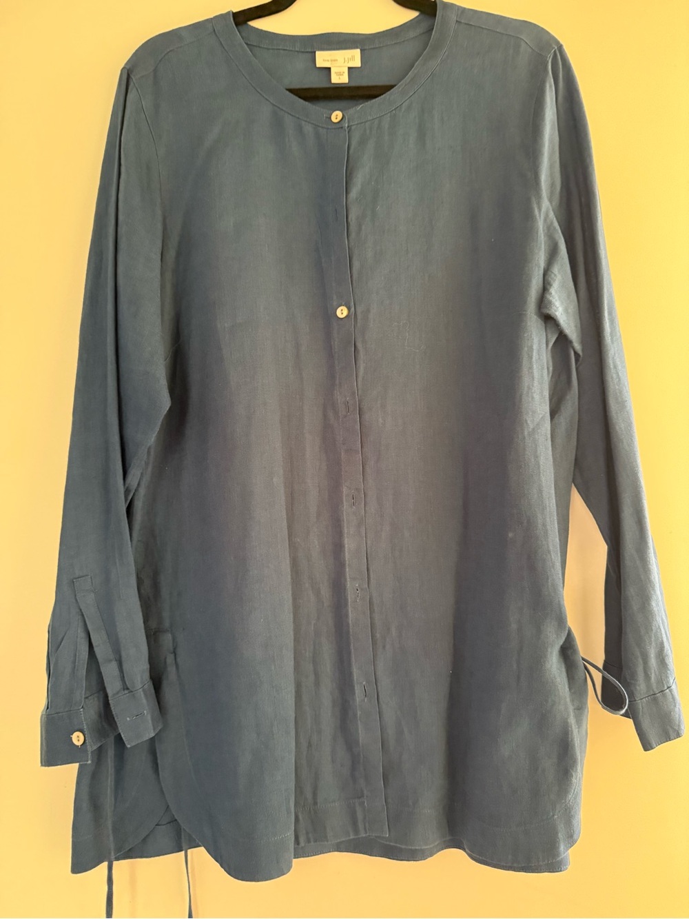 J. Jill Linen Blue Women's Button-Down Long Sleeve Tunic - Picture 8 of 9